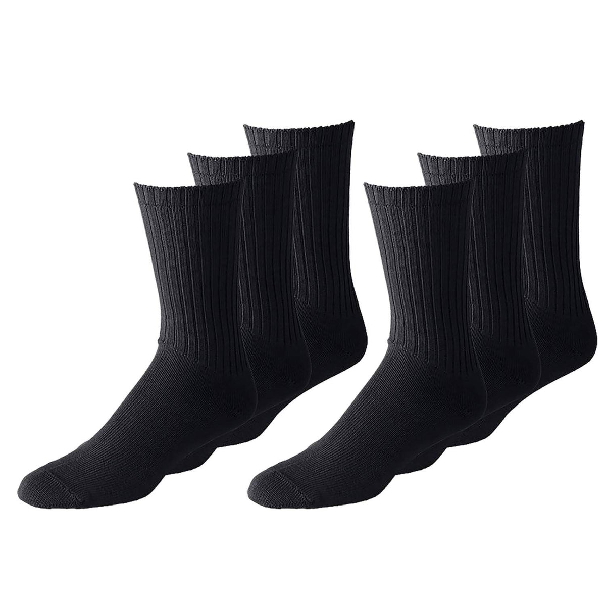 Unisex crew athletic cotton socks 12-pack — black product view